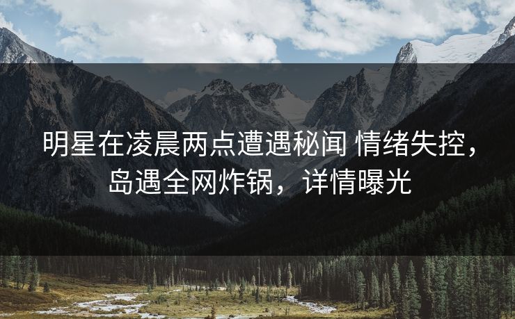 明星在凌晨两点遭遇秘闻 情绪失控，岛遇全网炸锅，详情曝光